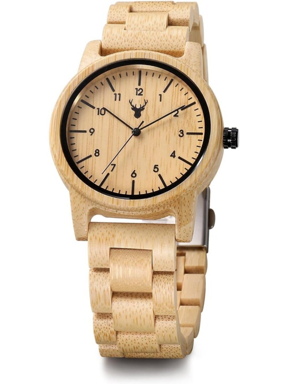 Unisex Bamboo Uwood Series 40 mm Natural Handmade Wood Adjustable Band Watch